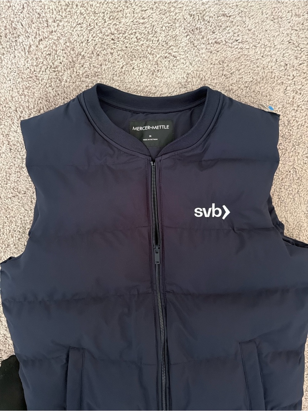 Men's Navy Quilted Puffer Vest with svb Logo